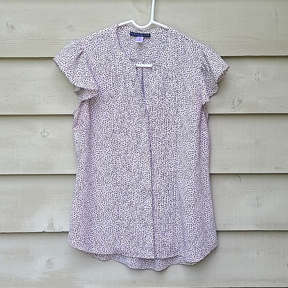Simply Styled Black/White Blouse with Dots Size Small